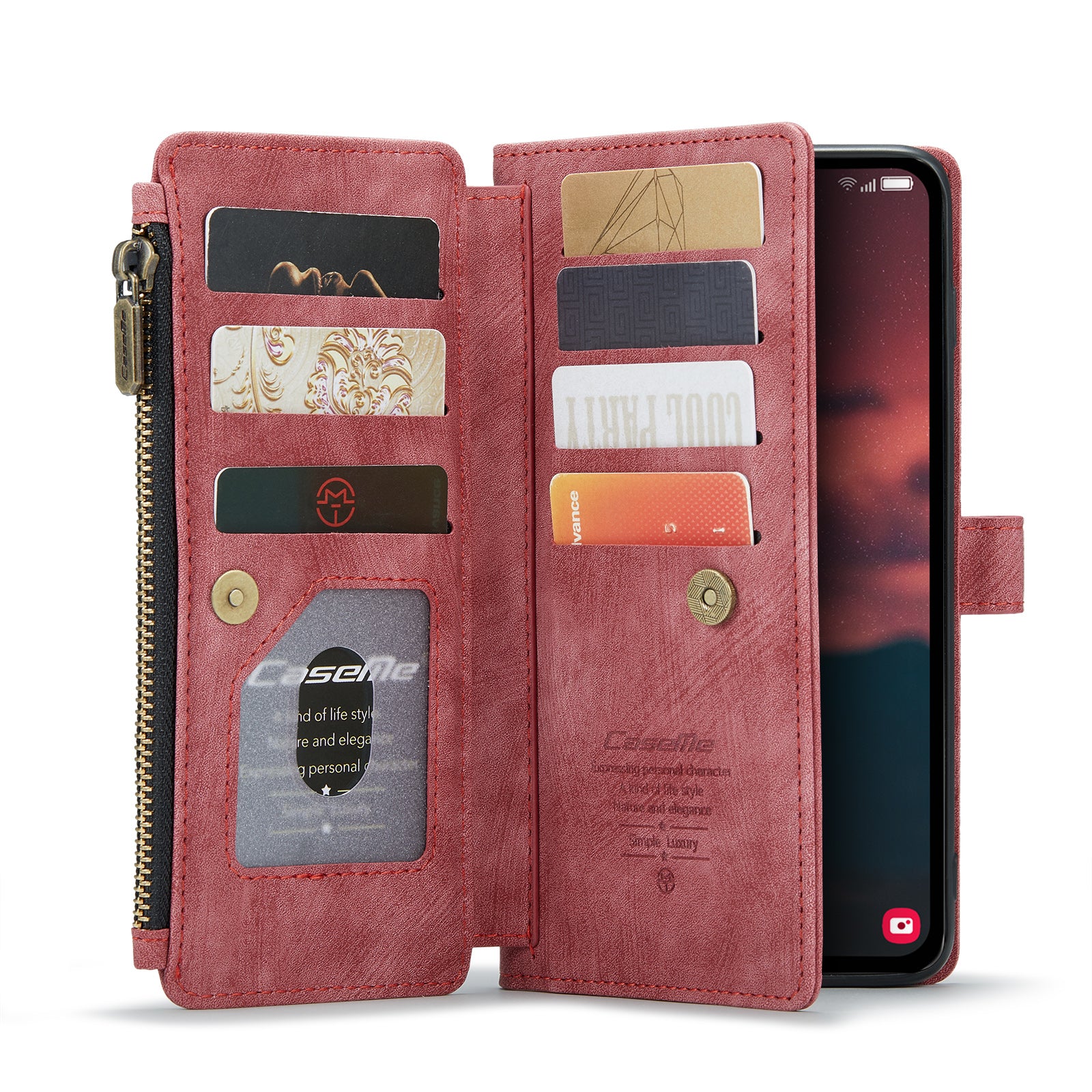 CASEME C30 Series Anti-drop PU Leather Phone Case for Samsung Galaxy A14 5G Zipper Pocket Wallet Stand Phone Cover with Multiple Card Slots CASEME C30 Series Anti-drop PU Leather Phone Case for Samsung Galaxy A14 5G Zipper Pocket Wallet Stand Phone Cover with Multiple Card Slots